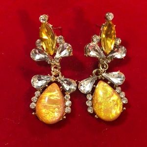 Yellow canary opal crystal rhinestone earring